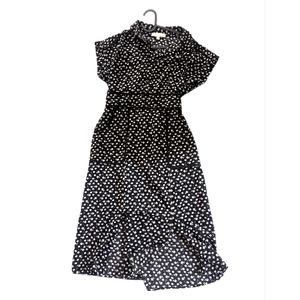 Monteau Floral Black & White Midi Collar Dress